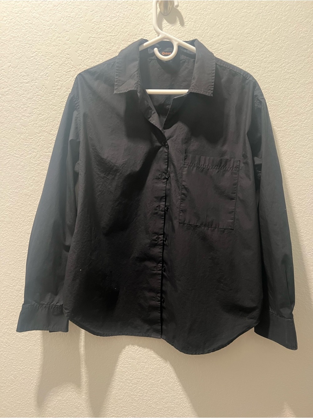 Quince Black Button Front Shirt Medium